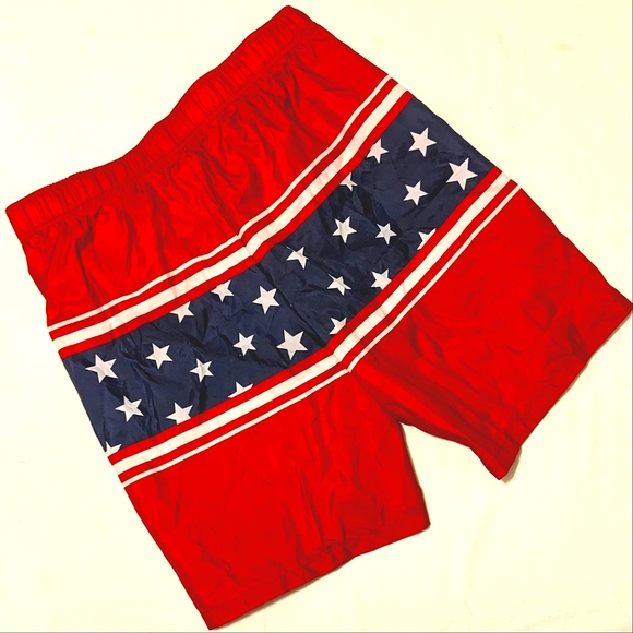 Open Trails Men's Swim Trunks Shorts size Lg Stars Red White & Blue Patriotic Lg - Picture 2 of 8